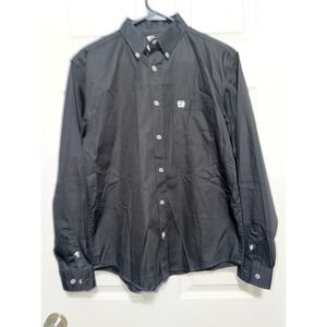 Cinch Boys XL 14 Black Western Long Sleeve Button Down Shirt MTW7060027 BLK NWT